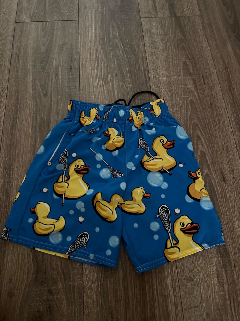 Lacrosse Unlimited Youth Small Lacrosse Shorts Blue Rubber Duck Print
